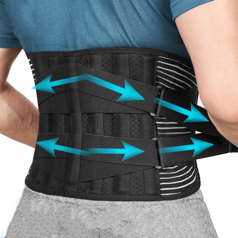 High Quality Lower Back Brace with 6 Stays – Orthopedic Lumbar Support Belt for Gym, Pain Relief, Anti-Skid Breathable Waist 