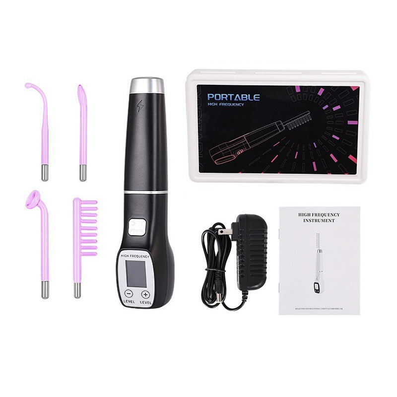 Premium High Frequency Facial Machine, Screen Display Electro Therapy Wand with Glass Tube, Anti-Acne & Wrinkle Removal, Skin