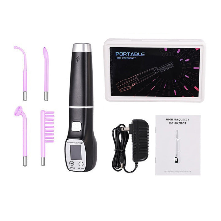 Premium High Frequency Facial Machine, Screen Display Electro Therapy Wand with Glass Tube, Anti-Acne & Wrinkle Removal, Skin