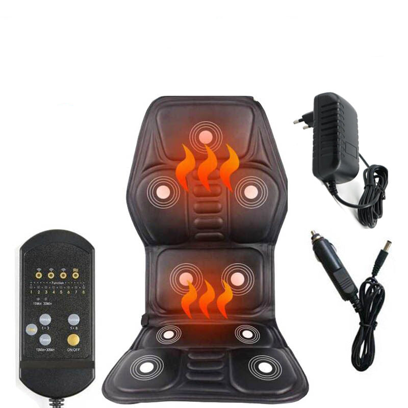 Premium Electric Massage Chair Cushion with Heating & Vibrator – 5-9 Vibration Zones, Adjustable Intensity & Temperature, 