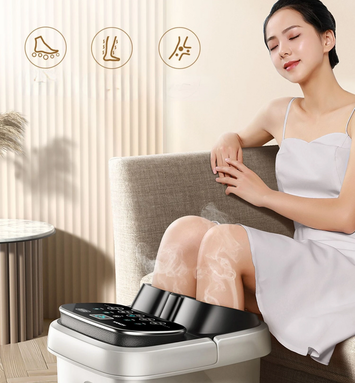 Premium Foot Spa Bath Massager with Heat, 12 Rollers, Digital Control, Pedicure Stone for Acupressure Shiatsu Massage, Foot Pain Relief, Adjustable Temperature, Home Foot Soak Therapy - PhysioFitLab