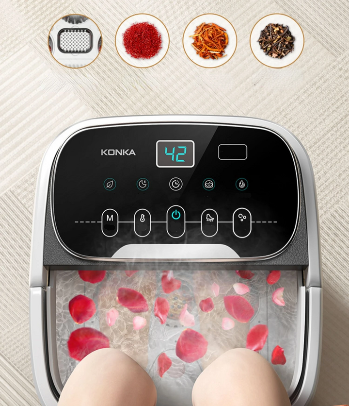 Premium Foot Spa Bath Massager with Heat, 12 Rollers, Digital Control, Pedicure Stone for Acupressure Shiatsu Massage, Foot Pain Relief, Adjustable Temperature, Home Foot Soak Therapy - PhysioFitLab