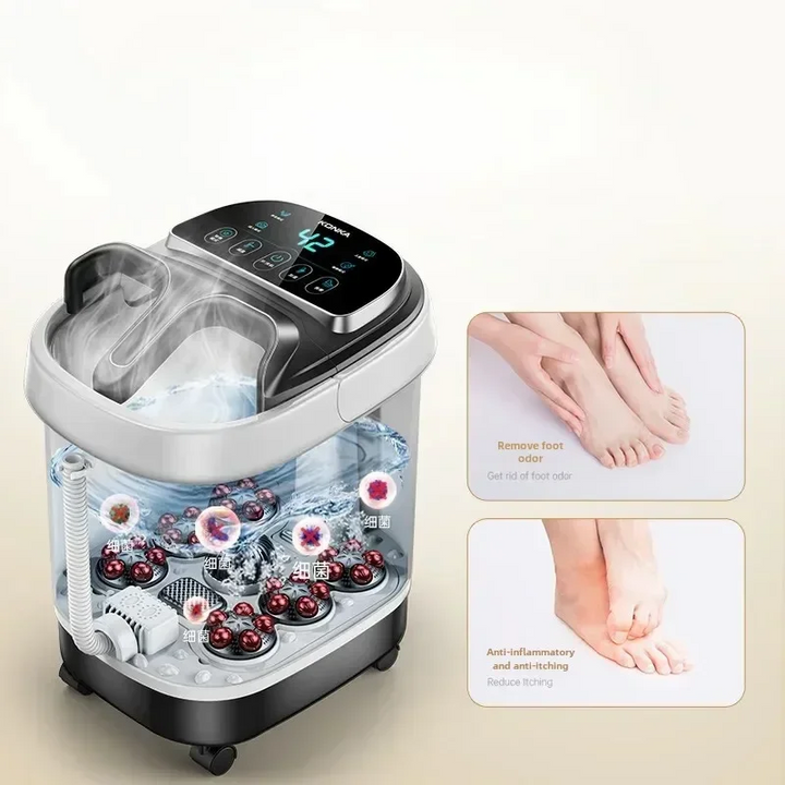 Premium Foot Spa Bath Massager with Heat, 12 Rollers, Digital Control, Pedicure Stone for Acupressure Shiatsu Massage, Foot Pain Relief, Adjustable Temperature, Home Foot Soak Therapy - PhysioFitLab