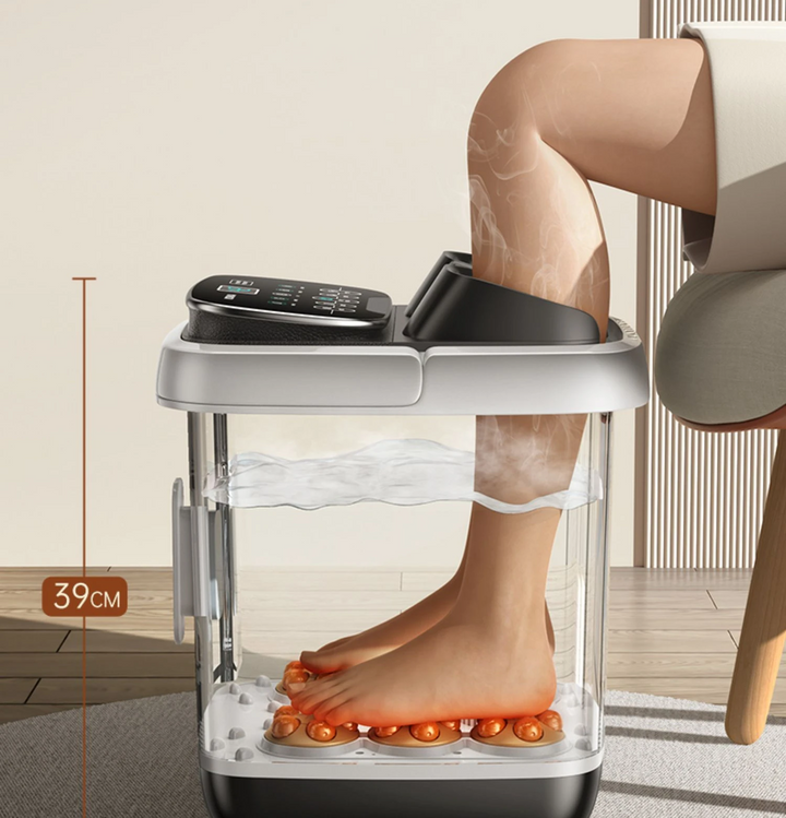 Premium Foot Spa Bath Massager with Heat, 12 Rollers, Digital Control, Pedicure Stone for Acupressure Shiatsu Massage, Foot Pain Relief, Adjustable Temperature, Home Foot Soak Therapy - PhysioFitLab