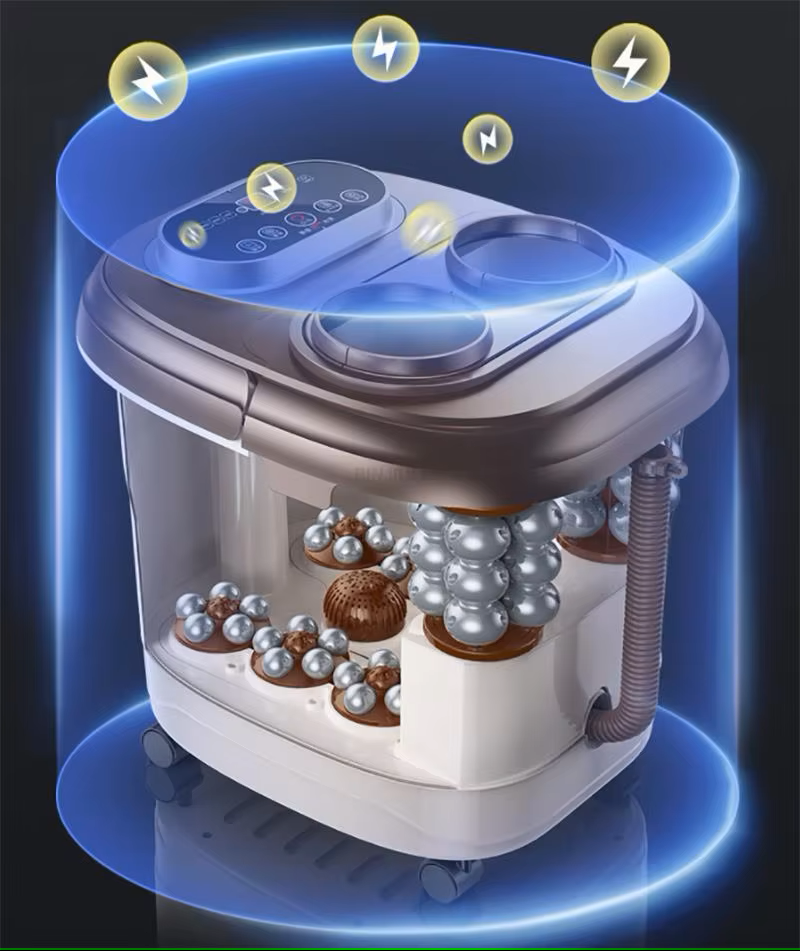 Premium Foot Spa Bath Massager with Heat, 12 Rollers, Digital Control, Pedicure Stone for Acupressure Shiatsu Massage, Foot Pain Relief, Adjustable Temperature, Home Foot Soak Therapy - PhysioFitLab