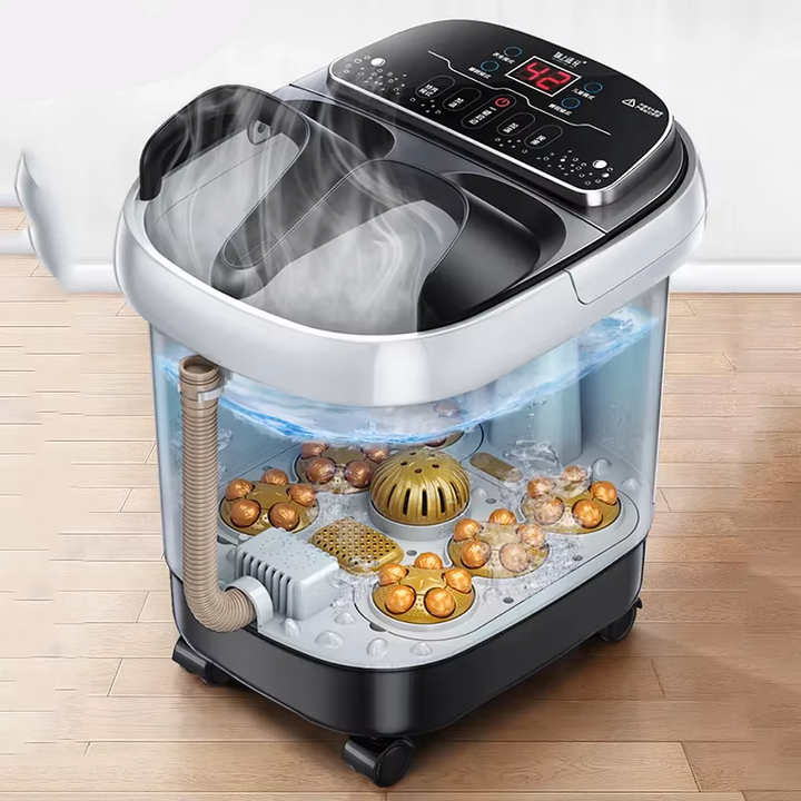 Premium Foot Spa Bath Massager with Heat, 12 Rollers, Digital Control, Pedicure Stone for Acupressure Shiatsu Massage, Foot Pain Relief, Adjustable Temperature, Home Foot Soak Therapy - PhysioFitLab