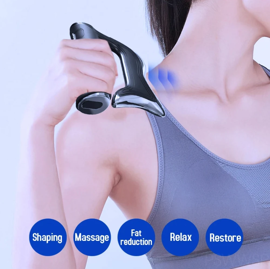 Premium Electric Fascia Massager with NMES Muscle Stimulation, Gua Sha Scraping Tool for Lymphatic Drainage & Pain Relief, 