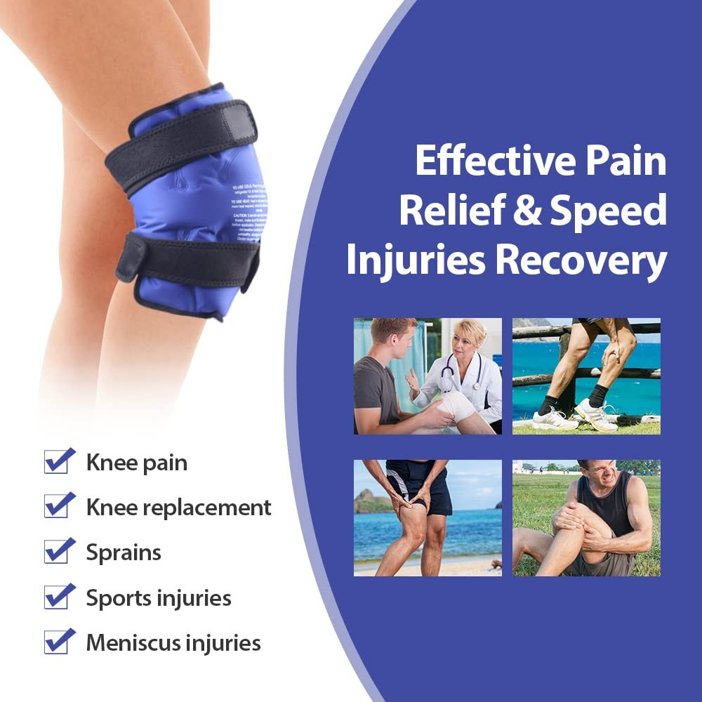 Premium Knee Ice Pack Wrap – Hot & Cold Compress for Pain Relief, Reusable Gel Full-Coverage Support with Adjustable Straps, Non-Slip - PhysioFitLab