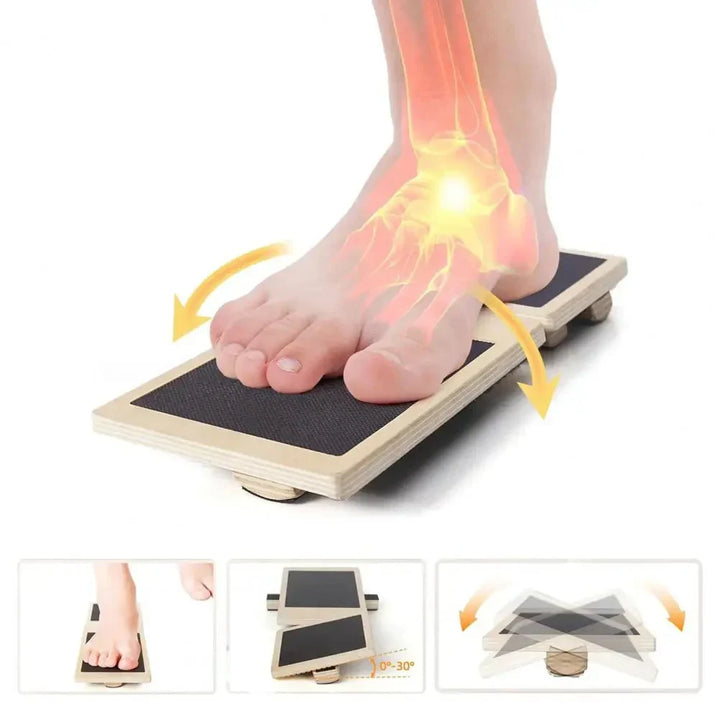 Premium Ankle Balance Board – Foot Strengthener for Pilates & Stability Training, Relieves Plantar Fasciitis, Improves Balance & Posture, Wood Design for Ankle Sprain Rehab, 30cm x 10.8cm - PhysioFitLab