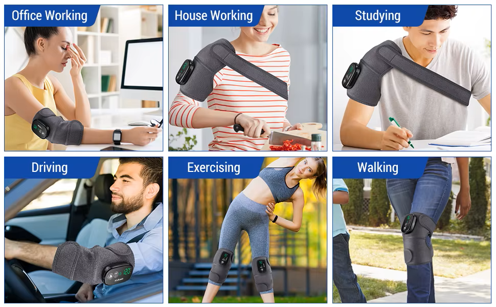 Premium Electrically Heated Shoulder Pads - USB Charging, 3 Heating Levels, 5000mAh Battery, Vibration Massage Device for Pain Relief and Muscle Relaxation - PhysioFitLab