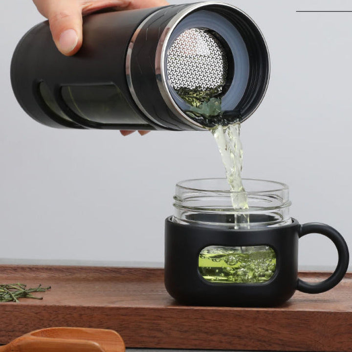 Premium Double-Layer Insulated Tea Cup with Water Separation – 520ML Portable Filtering Cup for Hot & Cold Beverages – Food