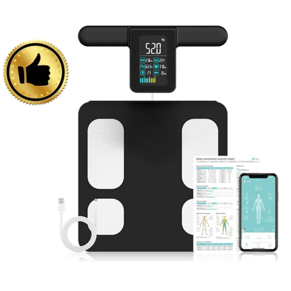 Premium Smart Body Composition Scale – 8 Electrode Bioimpedance Digital Weight Scale, Tracks Body Fat, Water, Muscle Mass, BMI, and More, Accurate Measurements for Health Monitoring - PhysioFitLab