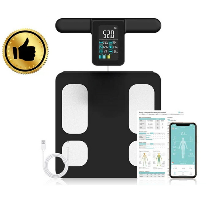 Premium Smart Body Composition Scale – 8 Electrode Bioimpedance Digital Weight Scale, Tracks Body Fat, Water, Muscle Mass, BMI, and More, Accurate Measurements for Health Monitoring - PhysioFitLab